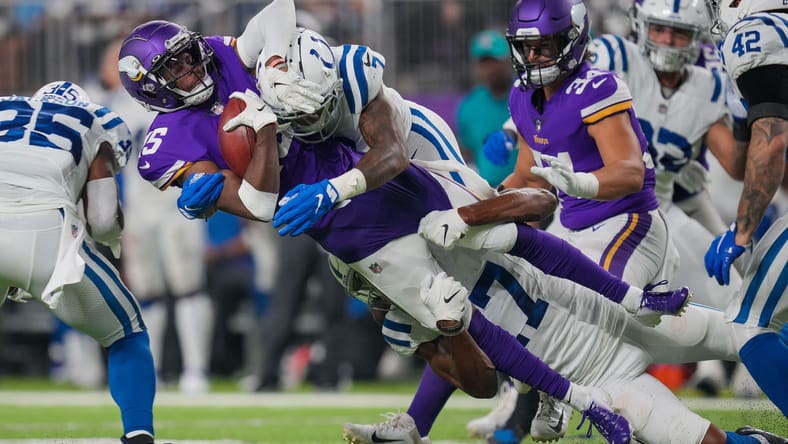 Ihmir Smith-Marsette is tackled after a catch against the Colts