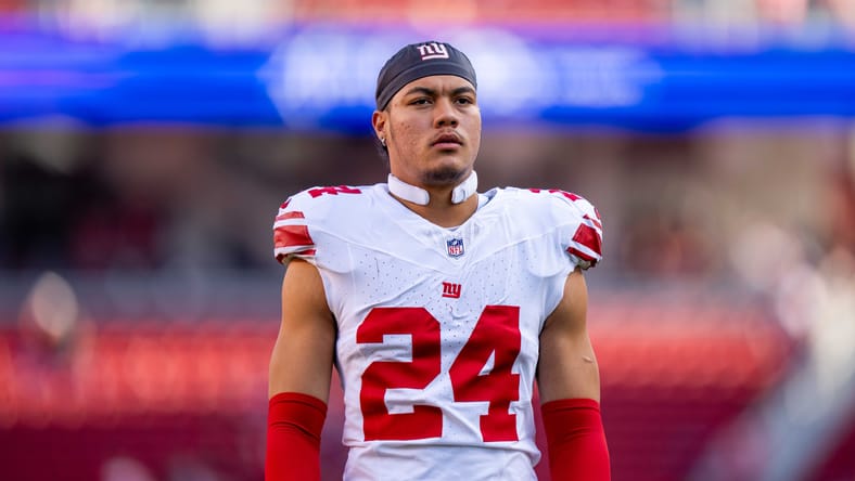 Dane Belton on the field before Giants game at Levi’s Stadium.