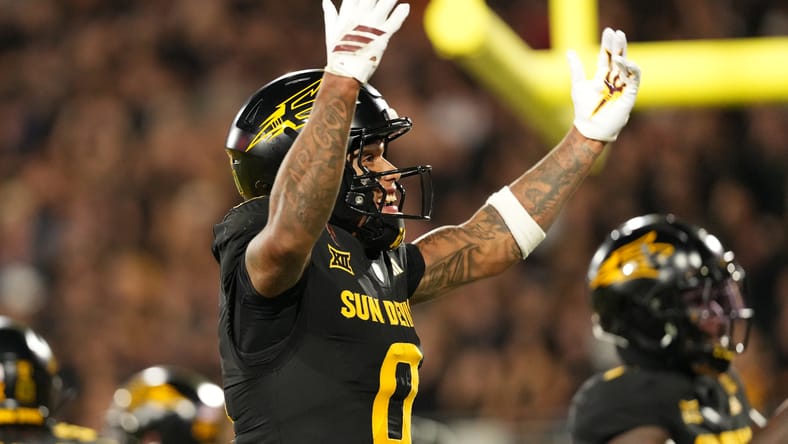 Arizona State receiver Jordyn Tyson celebrates a touchdown