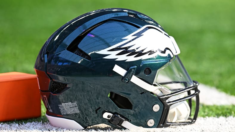 Eagles helmet on the field in October 2025