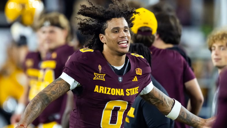 Arizona State wide receiver Jordyn Tyson during the Territorial Cup. Vikings Mock Draft.