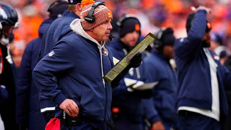 Sean Payton coaching during the AFC Championship Game.