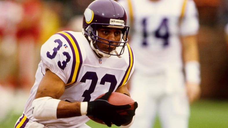 Vikings running back Roger Craig on the field at Candlestick Park before a game.