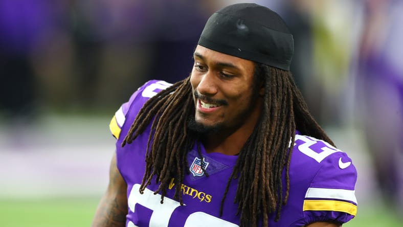 Trae Waynes in coverage during a Vikings playoff game