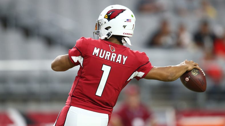 Kyler Murray stands on the sideline before a 2019 preseason game vs. Chargers.