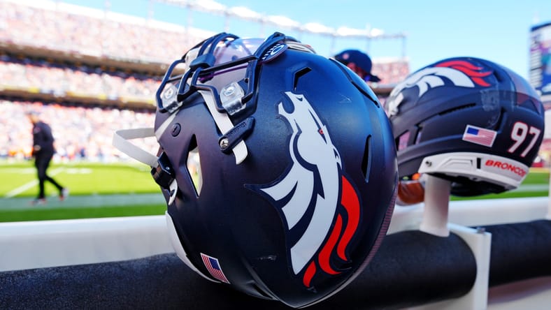 A Denver Broncos helmet in 2025