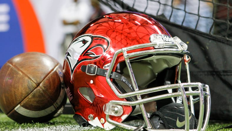 North Carolina Central helmet sits on the sideline before a game
