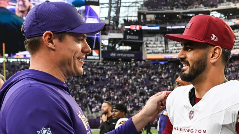 Kevin O'Connell & Marcus Mariota in December 2025