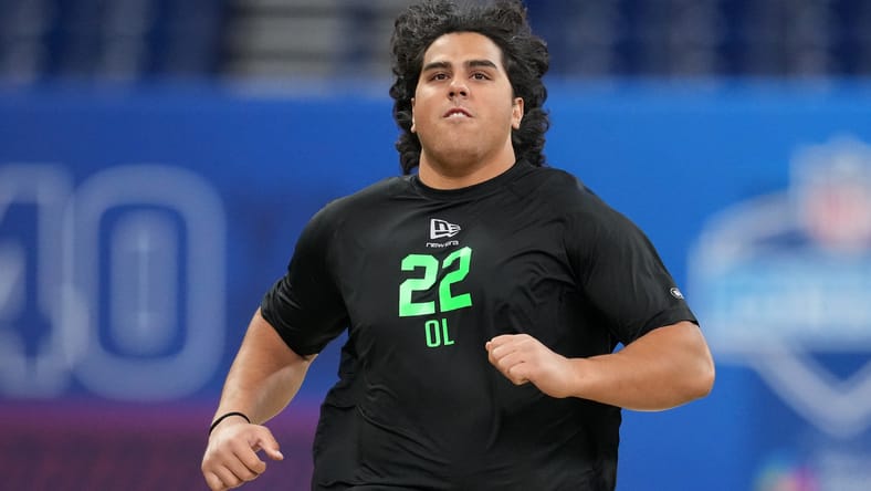 Utah OT Spencer Fano at the 2026 NFL Combine