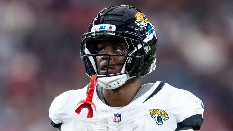 Jaguars RB Travis Etienne against the Cardinals in 2025