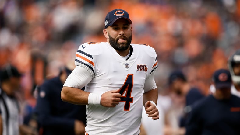 Chase Daniel passing the ball during a Bears game against the Broncos. Ty Simpson Vikings.