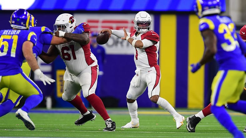 Kyler Murray throws a pass during the Cardinals’ NFC Wild Card playoff game against the Los Angeles Rams. Kyler Murray Vikings