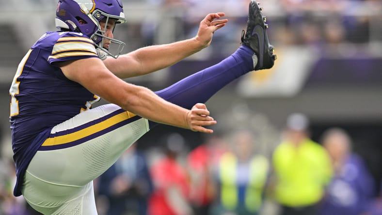 Vikings punte Ryan Wright in 2023 against the Buccaneers