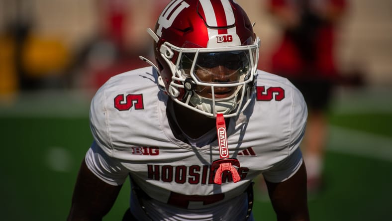 Indiana DB D’Angelo Ponds participates in football practice drills. vikings second round pick predictions 2026.