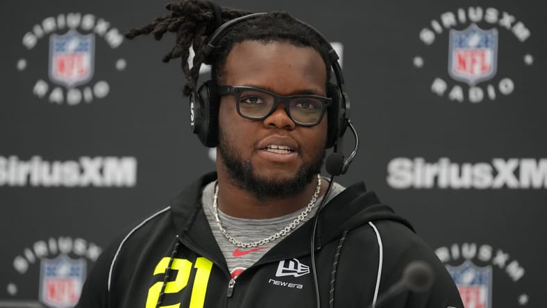 Kayden McDonald appears on SiriusXM NFL Radio set during the NFL Combine in Indianapolis. Vikings predictions April 2026