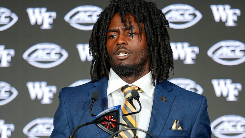 Wake Forest RB Demond Claiborne in the summer of 2025 in Charlotte