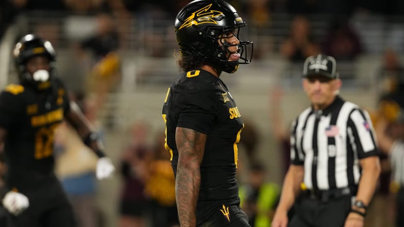 Arizona State WR Jordyn Tyson against the Horned Frogs in 2025. Vikings WR draft options 2026.