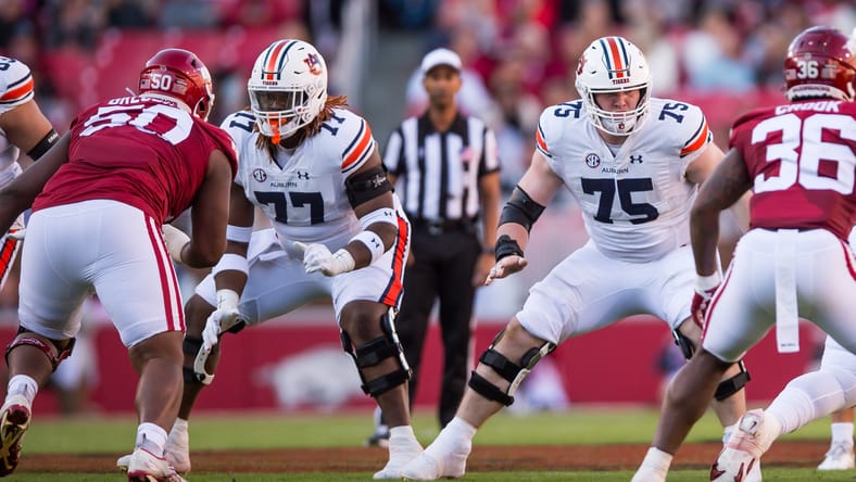 Auburn center Connor Lew in 2023 against Arkansas.