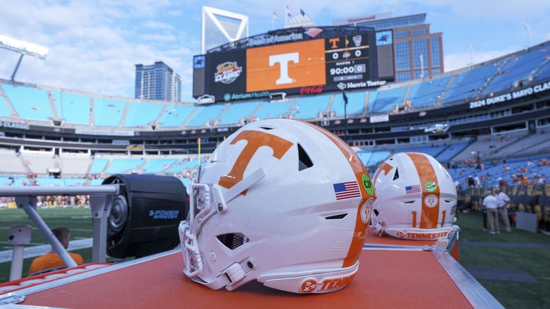 Tennessee CB Jermod McCoy's helmet on display in 2024