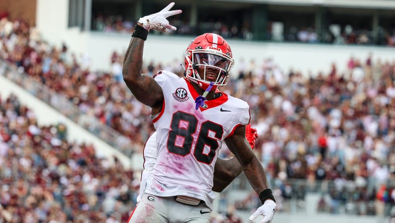 Georgia WR Dillon Bell against the Bulldogs in 2025