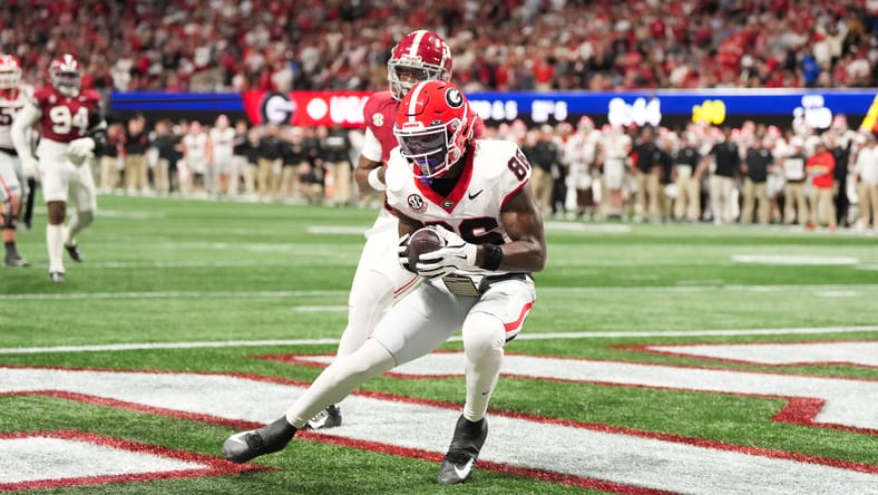Dillon Bell catching touchdown pass against Alabama in SEC Championship