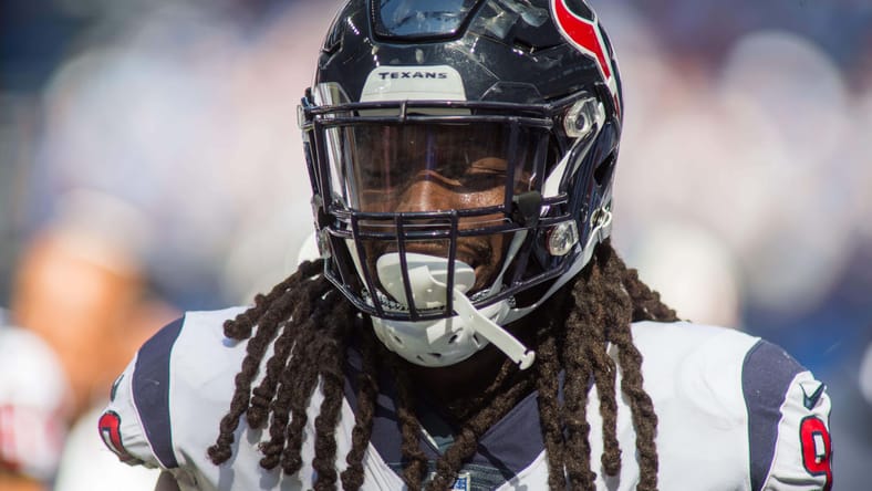 Jadeveon Clowney stands on the Texans sideline during a game against the Colts. Vikings free agency