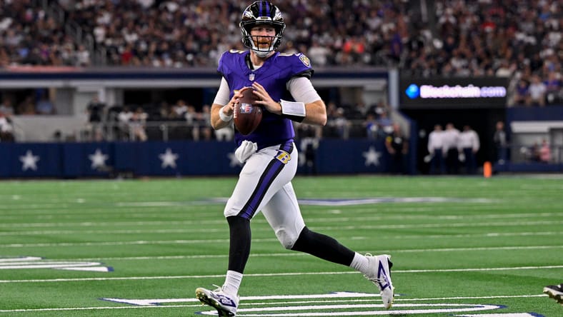Ravens QB Cooper Rush in the preseason of 2025