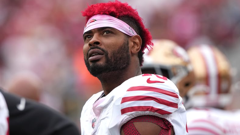 Jauan Jennings stands on the field during a game against the Jaguars at Levi’s Stadium. Jauan Jennings Vikings