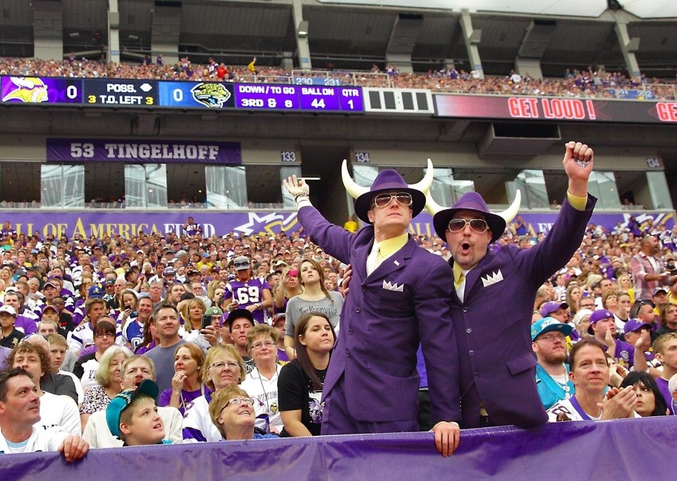 Vikings fans invade art museum, dress Rocky in purple and gold