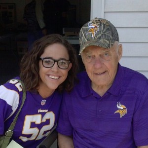 Lindsey Young with Bud Grant
