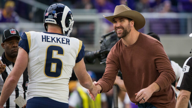 NFL great Jared Allen enters US Bank Stadium on horseback before