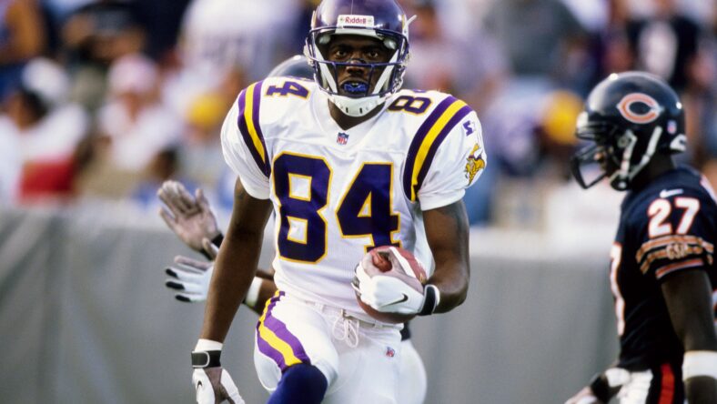 Randy Moss of the Minnesota Vikings in action during Pre-Season