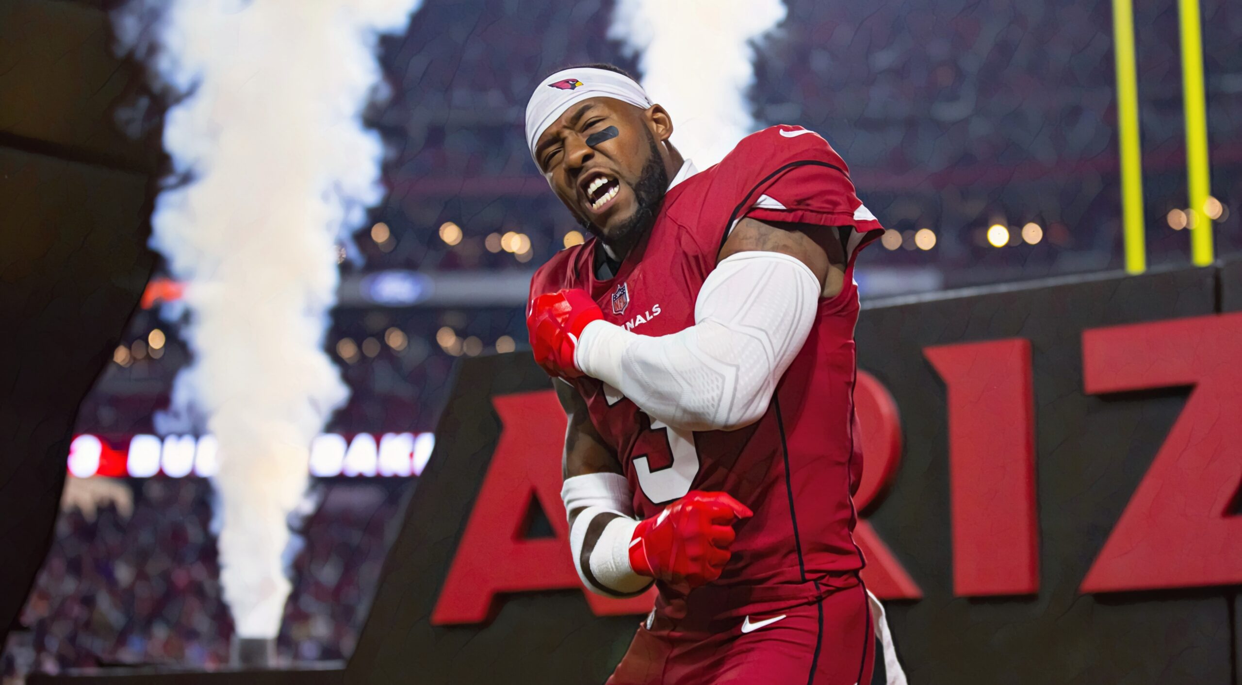 Arizona Cardinals safety Budda Baker (3) warms up before an NFL