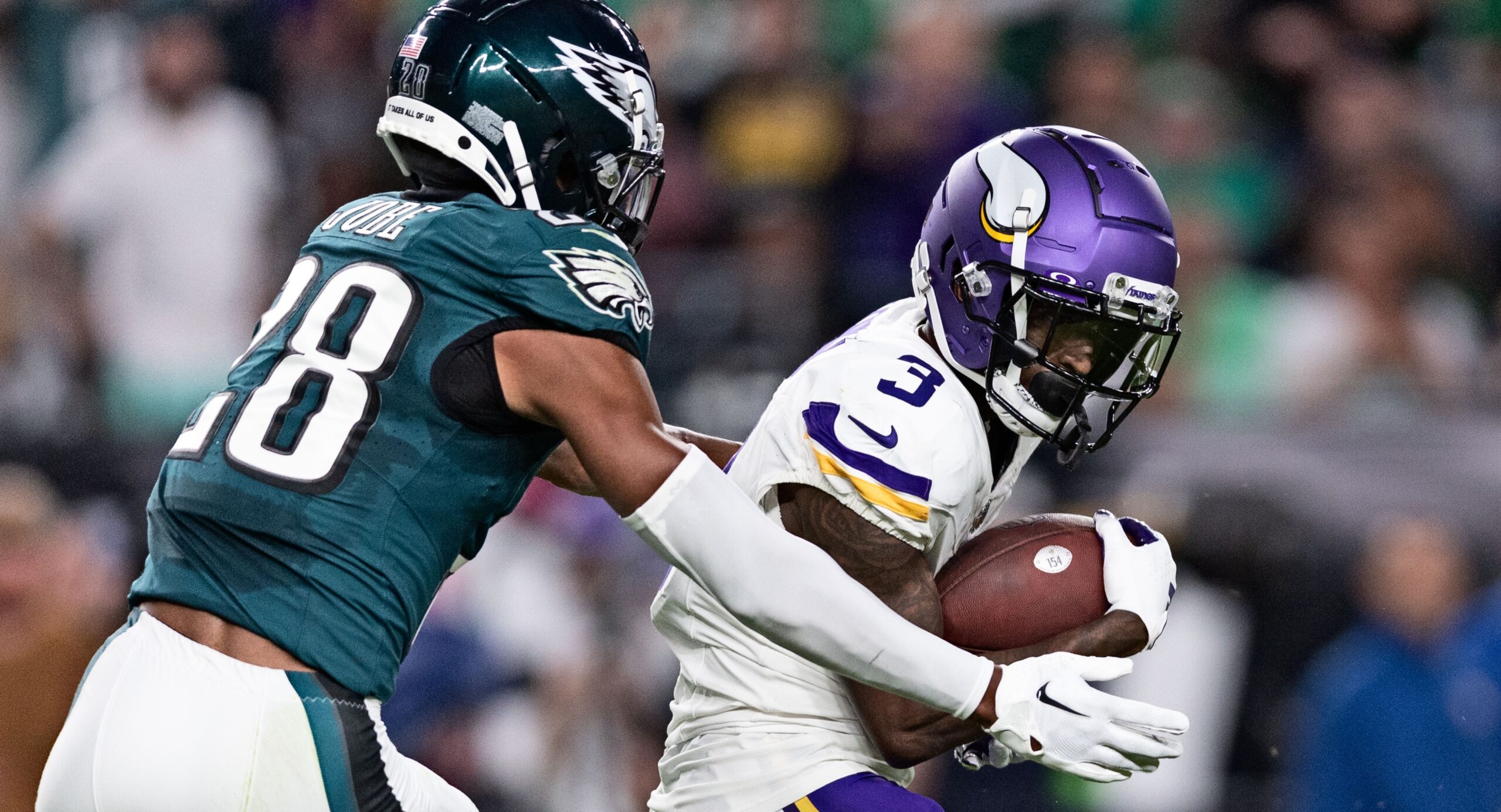 Minnesota Vikings wide receiver Stefon Diggs reacts after scoring the game  winning touchdown against the New Orleans Saints in the second half of the  NFC Divisional round playoff game at U.S. Bank