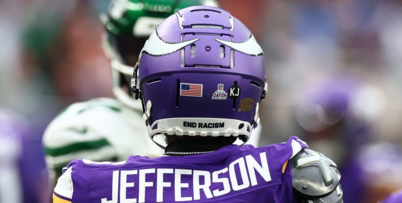 Justin Jefferson in London with the Vikings in 2024.
