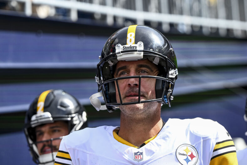 Aaron Rodgers in 2025 with the Steelers in Week 2