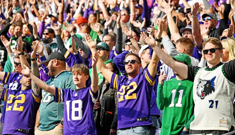 Vikings fans in Week 7 of 2025 at U.S. Bank Stadium
