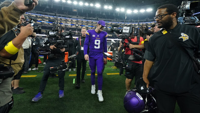 J.J. McCarthy leaves the field after the Vikings’ game against the Cowboys. Jerry Jones J.J. McCarthy.